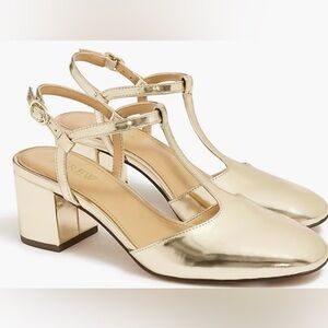 J. Crew Gold T-Strap Heels